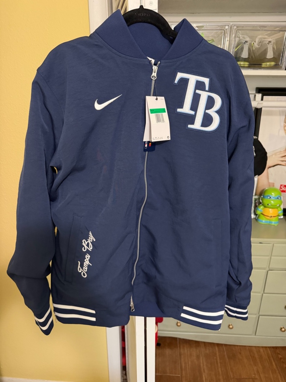 Men's Tampa Bay Rays Nike Navy Authentic Collection Full-Zip Bomber Jacket XL
